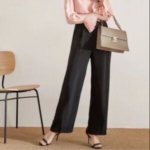 NWT Adora black high rise silk pants petite XS